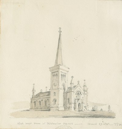 Hilderstone Church: kresba tužkou a lavírováním od Thomas Peploe Wood