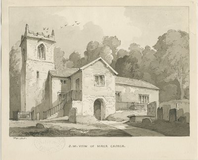 Kostel Maer: sépiová lavírovaná kresba, 1838 od Thomas Peploe Wood
