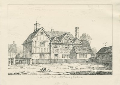Newborough Hall: kresba perem, 1836 od Thomas Peploe Wood