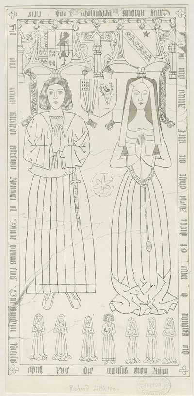 Penkridge Church – Hrob Richarda Littletona: kresba perem a tuší, nd [1842-1845] (kresba) od Thomas Peploe Wood