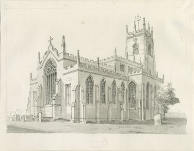 Penkridge Church: perokresba, nd [1836] (kresba) od Thomas Peploe Wood