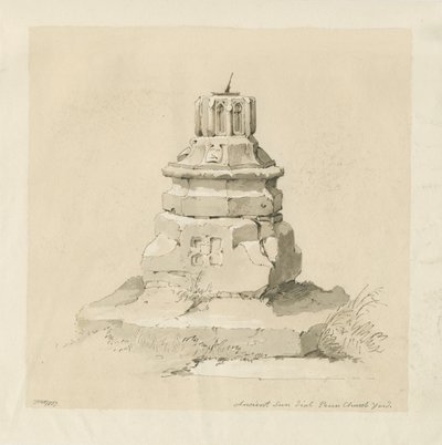 Penn Church-yard - Sundial: sépiová kresba od Thomas Peploe Wood