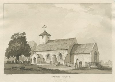 Ranton Church: sépiová kresba od Thomas Peploe Wood