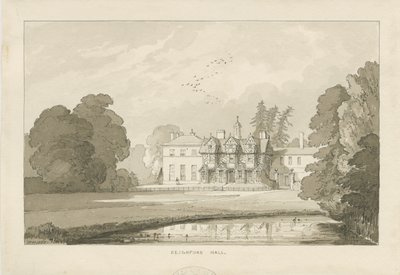 Seighford Hall: kresba sepia wash od Thomas Peploe Wood