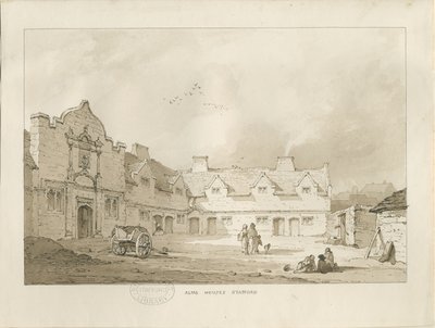 Stafford - Alms Houses: sépiová kresba, nd [1837] (kresba) od Thomas Peploe Wood