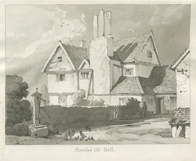 Standon Hall: sépiová kresba od Thomas Peploe Wood