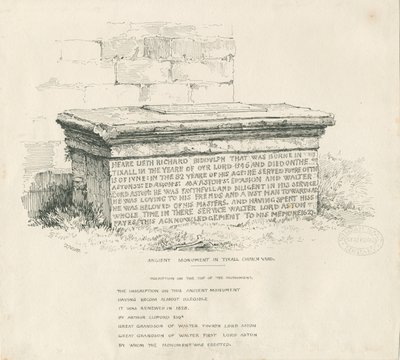 Tixall Church Yard - Table Tomb: kresba perem a tuší od Thomas Peploe Wood