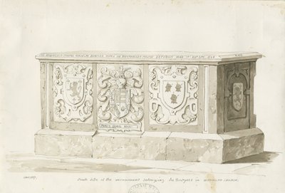 Hrob v Biddulph Church - William Bowyer: sépiová kresba od Thomas Peploe Wood