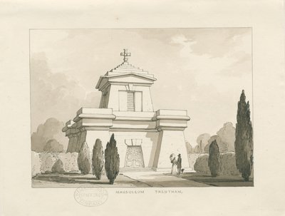 Trentham - Mauzoleum: pero a lavírovaná kresba, nd [? 1838] (kresba) od Thomas Peploe Wood