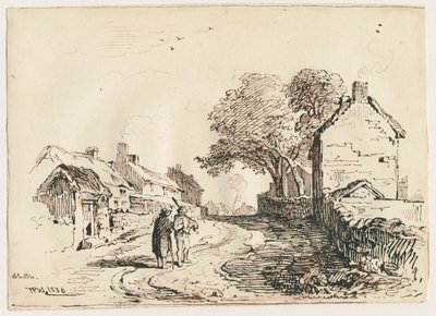 Wetton - Village Street: kresba perem a tuší, 1836 od Thomas Peploe Wood