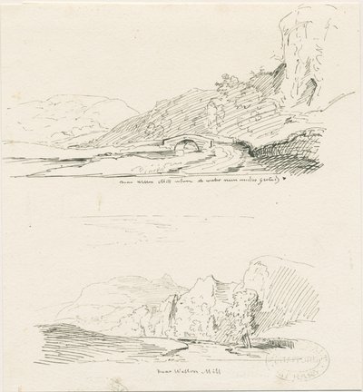 Wetton Mill: kresba perem a tuší, nd [1817-1845] od Thomas Peploe Wood