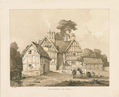 Whittington Hall: kresba perem a perem od Thomas Peploe Wood