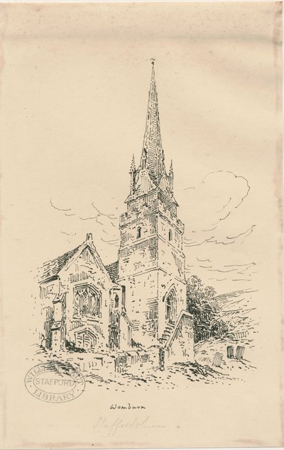 Wombourne Church: zinkograf a [polovina 19. století] (kresba) od Thomas Peploe Wood