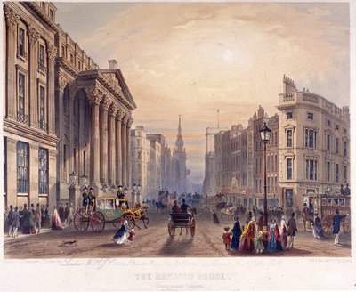 Exteriér Mansion House, Londýn, 1851 od Thomas Picken