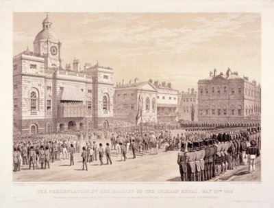 Předání Krymské medaile královnou Viktorií plukovníku siru Thomasi Trowbridgeovi, 18. května 1855 od Thomas Picken