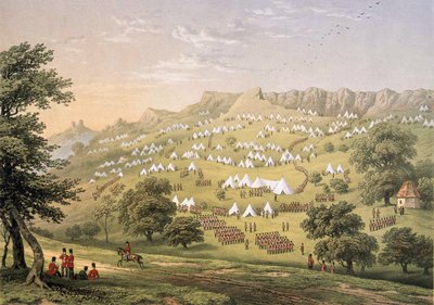 Tábor cizinecké legie poblíž Hythe, Kent 1855 (litografie, barevná) od Thomas Picken
