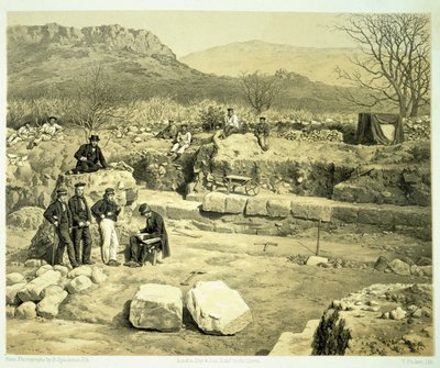 Pohled na Martův chrám, z „Historie objevů v Halikarnasu, Cnidus, und Branchidae“, od Charlese Thomase Newtona (1816-94), vydáno 1862 od Thomas Picken