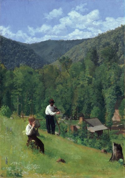 Farmář a jeho syn při sklizni, 1879 od Thomas Pollock Anschutz
