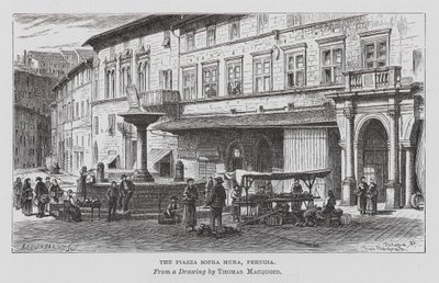 Piazza Sopra Mura, Perugia (rytina) od Thomas Robert Macquoid