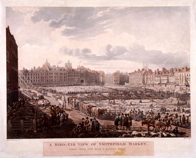 Smithfield Market, Londýn, 1811 od Thomas Rowlandson, Augustus Charles Pugin