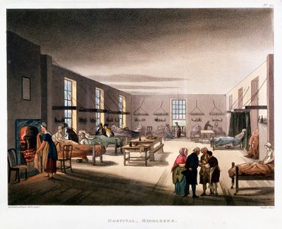 Dámské oddělení v nemocnici Middlesex, Londýn, 1808-1811 od Thomas Rowlandson, Augustus Charles Pugin