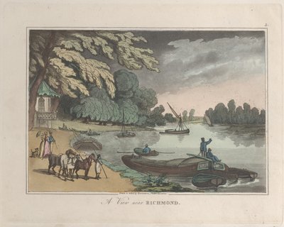 A View near Richmond, from Sketches from Nature, 1822., 1822. Tvůrci: Thomas Rowlandson, Joseph Constantine Stadler. od ThomasThomas Rowlandson, Joseph Constantine Stadler Thomas Rowlandson, Joseph Constantine Stadler