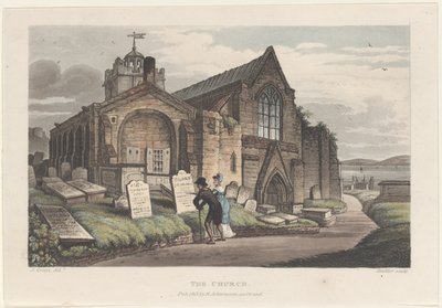 The Church, from Poetical Sketches of Scarborough, 1813., 1813. Tvůrci: Thomas Rowlandson, Joseph Constantine Stadler, J. Bluck. od Thomas Rowlandson, Joseph Constantine Stadler, J. Bluck