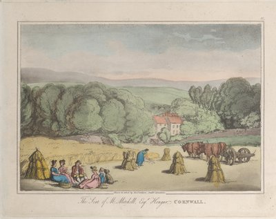 Sídlo M. Mitchella Esq. Hengar, Cornwall, from Sketches from Nature, 1822., 1822. Tvůrci: Thomas Rowlandson, Joseph Constantine Stadler. od ThomasThomas Rowlandson, Joseph Constantine Stadler Thomas Rowlandson, Joseph Constantine Stadler