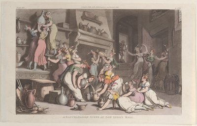 Bakchanalská scéna na plese Dona Luigiho, z Neapole a Campagna Felice: v..., 1. června 1815. od Thomas Rowlandson
