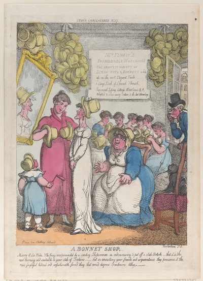 A Bonnet Shop, 15. května 1810, 15. května 1810. od Thomas Rowlandson