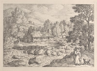 Vodopád v Cornwallu, z knihy „Views in Cornwall“ od Thomas Rowlandson