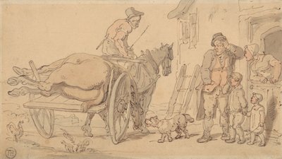 Mrtvý kůň na kovářově voze od Thomas Rowlandson
