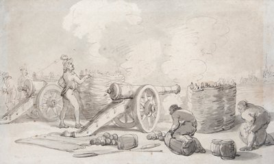 Francouzská dělostřelecká divize v akci (akvarel) od Thomas Rowlandson