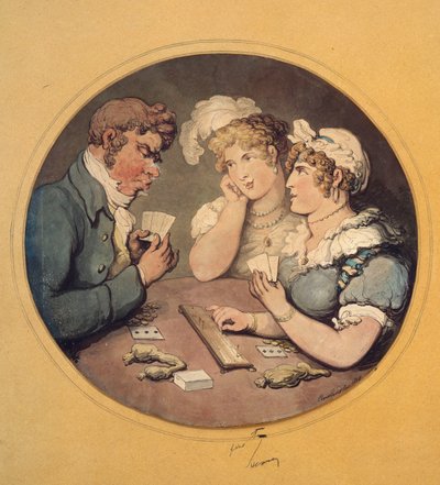 A Game of Cribbage, 1818 od Thomas Rowlandson