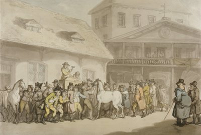 Prodej koní v Hopkinsově skladišti v Barbicanu od Thomas Rowlandson