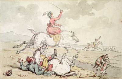 Lovecký incident (pero, inkoust a akvarel na papíře) od Thomas Rowlandson