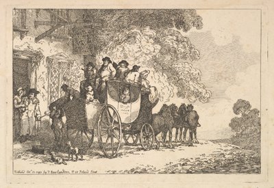 Naložený dostavník před poštovním hostincem od Thomas Rowlandson