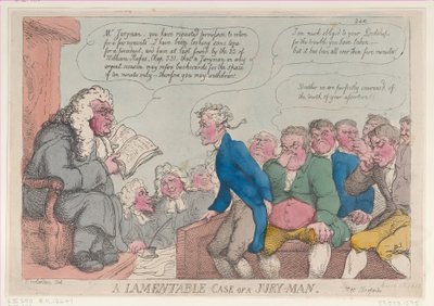 Lamentable Case of a Jury-Man, 10. března 1815, 10. března 1815. od Thomas Rowlandson