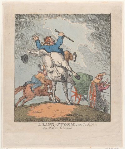 A Land Storm, aneb Jack Tars Out of Their Element, 1790-1815., 1790-1815. od Thomas Rowlandson