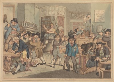 Šílený pes v kavárně od Thomas Rowlandson
