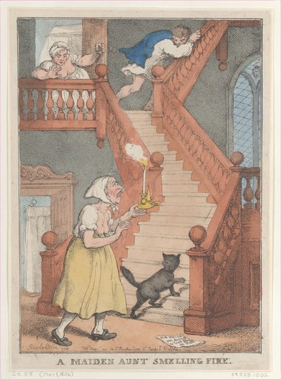 A Maiden Aunt Smelling Fire, [1. května 1806], znovu vydáno 1. května,..., [1. května 1806], znovu vydáno 1. května 1812. od Thomas Rowlandson