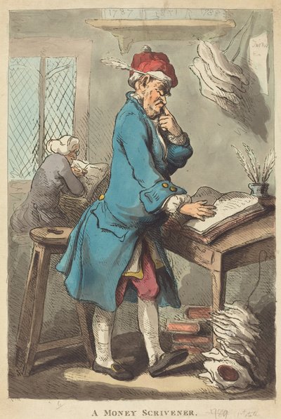 Peníze Scrivener od Thomas Rowlandson