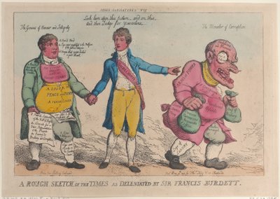 Drsný náčrt doby, jak ji popíral Sir Francis Burdett, ..., [9. května 1810], znovu vydáno 1819. od Thomas Rowlandson