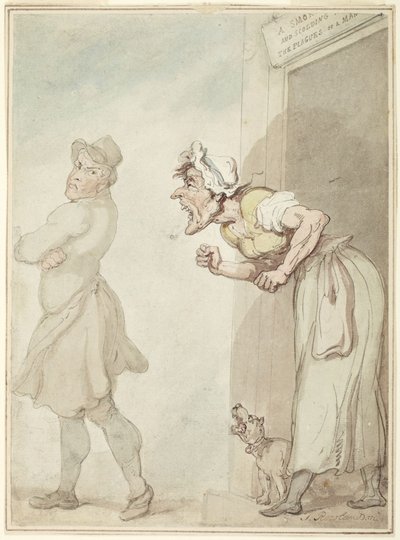 Kouřící komín a hubující manželka: lidské trápení od Thomas Rowlandson
