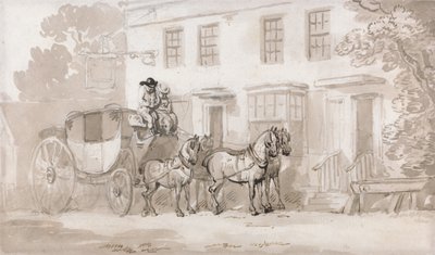 Posta před vchodem do hostince od Thomas Rowlandson