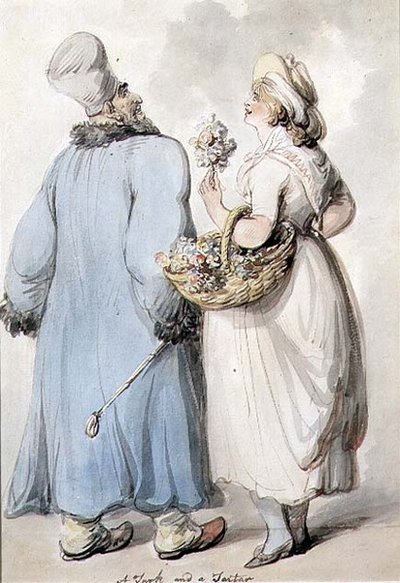 Turek a tatar (akvarel a inkoust) od Thomas Rowlandson