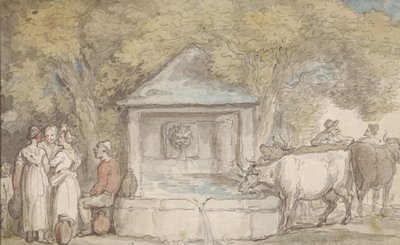 Vesnická fontána od Thomas Rowlandson