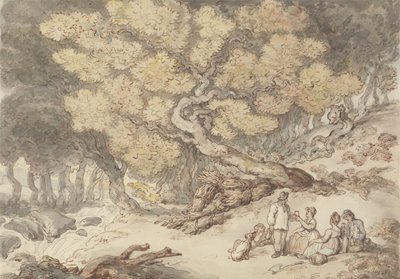Dřevařský piknik (pero a inkoust s akvarelem přes grafit na papíře) od Thomas Rowlandson