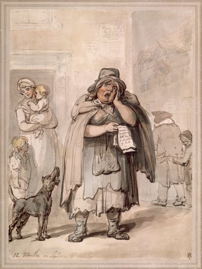 Pouliční prodavač na rohu ulice v Londýně od Thomas Rowlandson