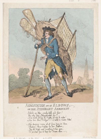 Aerostation out at Elbows, aneb The Itinerant Aeronaut, 5. září 1785, 5. září 1785. od Thomas Rowlandson